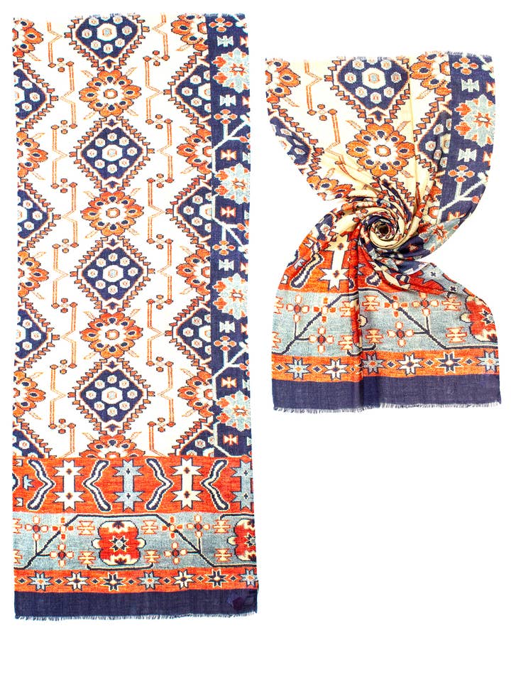 STOLE MEN ETHNIC PRINT 92%WO 8%SILK 70X180 MADE IN INDIA for wholesale by Ayfee