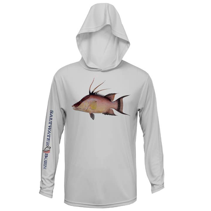 Sweat à capuche Hogfish à manches longues UPF 50+ Dry-Fit pour garçons pour la vente par Saltwater Born