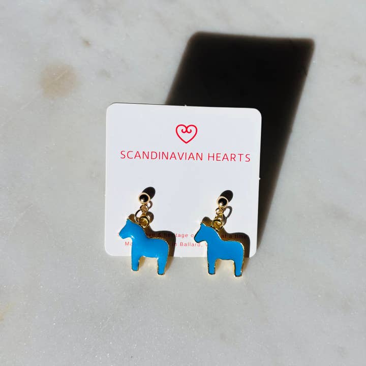Scandinavian Hearts - Wholesale Stud/Post Earrings - Dala Horse Earrings3