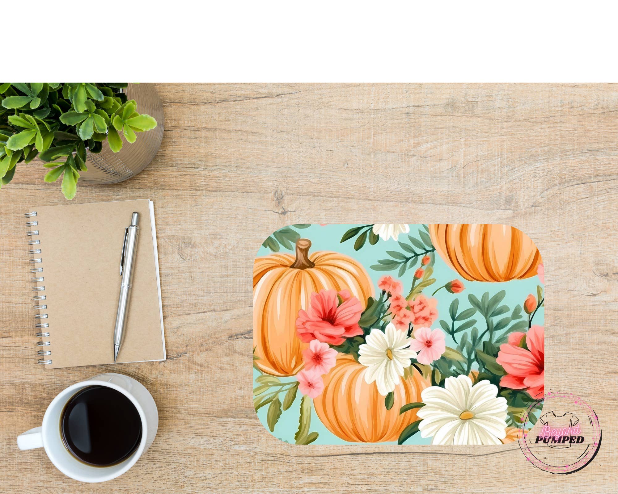 Beyond Pumped – wholesale Mousepad/trackpad – Teal Floral Harvest-Sublimation Mouse Pad