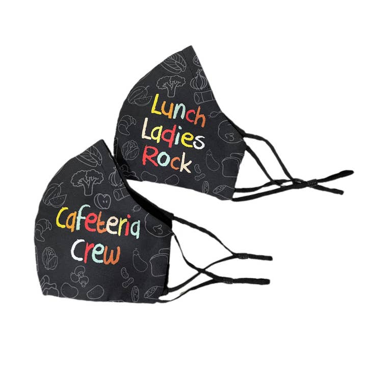 Masque Lunch Rock en coton pour femme avec boucles d'oreille ajustables pour la vente par Must NY