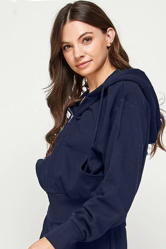Vanilla Monkey – wholesale Hoodie – Women's – Fleece Oversized Crop Zip up Hoodie0