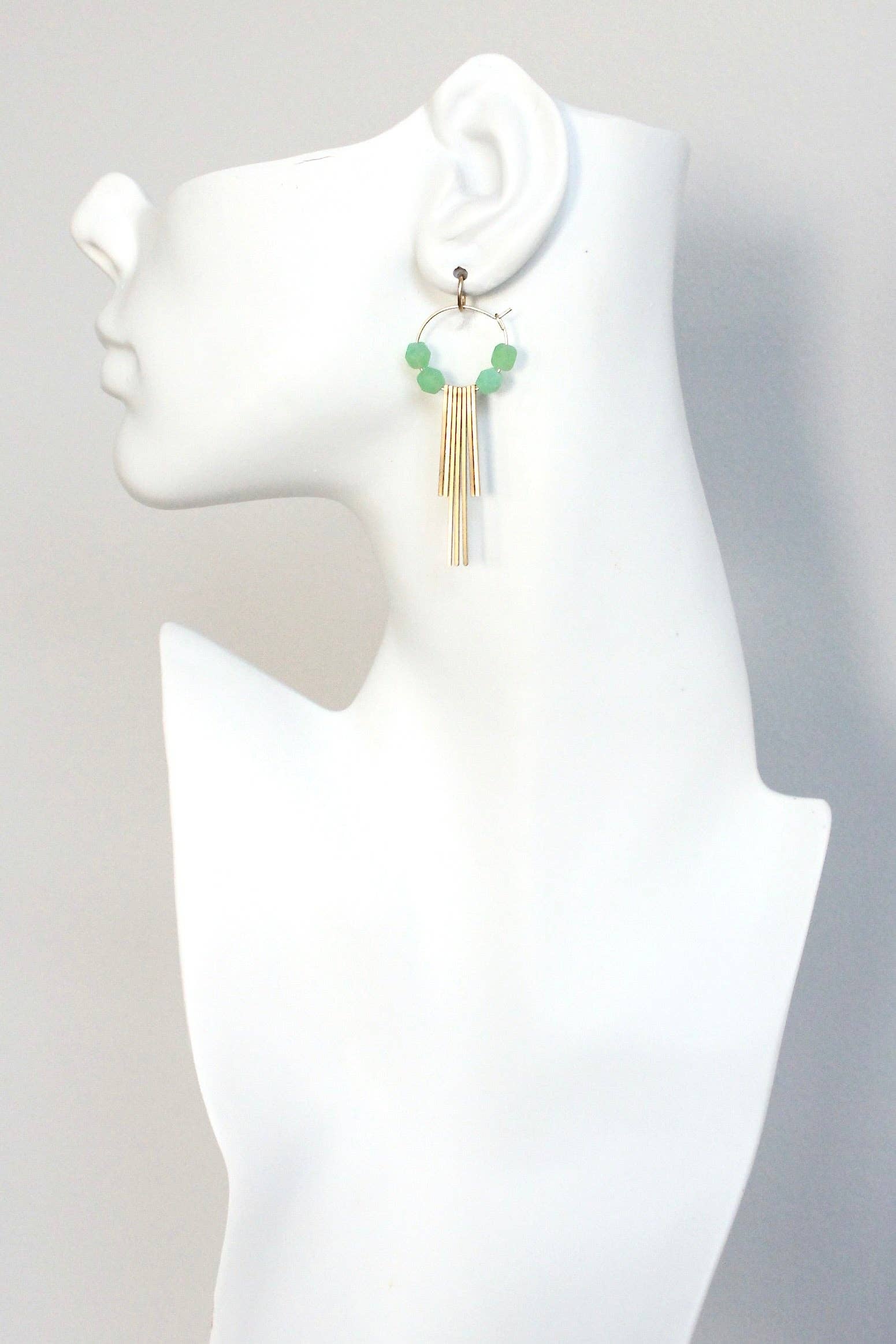 David Aubrey Jewelry - Wholesale Dangle Earrings - KYLE26 mint glass geometric hoop earrings1