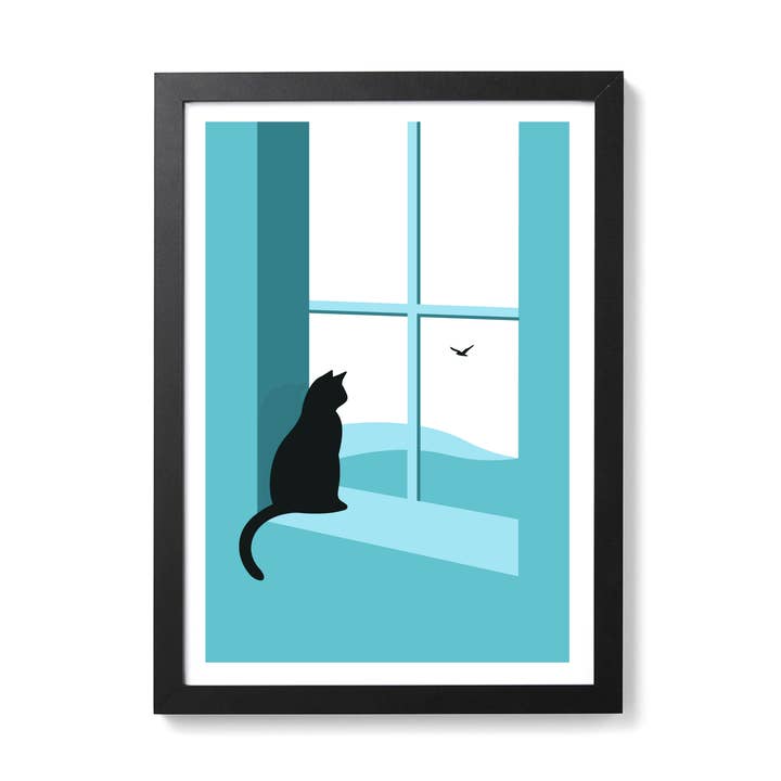 Watching Through The Window, Cat Print for wholesale by OR8DESIGN