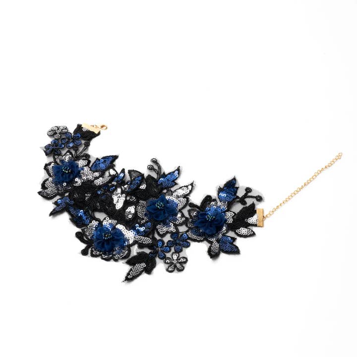 Azuría Blau und Schwarz besticktes Halsband für den Großhandel von ACUS