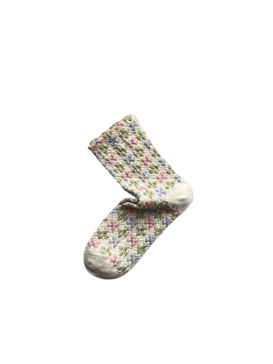 Funkyrel® Atzbranding Limited - Wholesale Socks - Women's - Rufia - Floral Embossed Retro Style Socks13