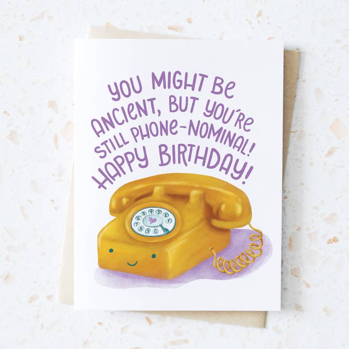 Nostalgic Rotary Phone Birthday Greeting Card for wholesale by Hop & Flop