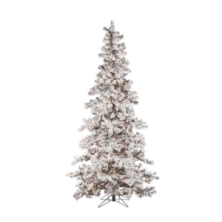 The Gerson Companies - Wholesale Artificial Christmas Tree - Gerson Heavy Flocked Layered Spruce, 7.5 ft., 550 UL Clear L