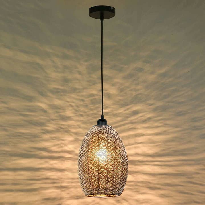 Ledsone - Wholesale Chandelier/hanging light - Rattan Wicker Ceiling Pendant Light Shade Hanging Light Antique décor Lampshade~13347