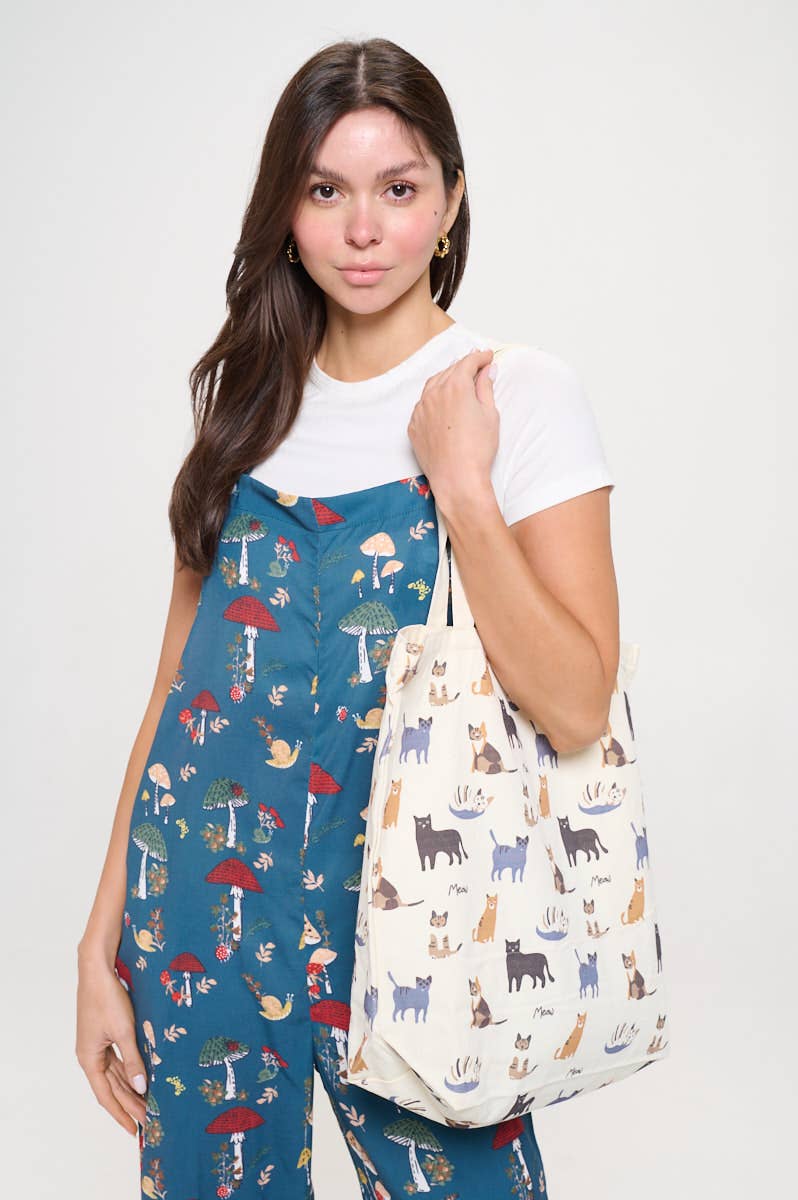 SM WARDROBE - Wholesale Tote Bag - Women's - MEOW CAT  PRINT TOTE BAG2