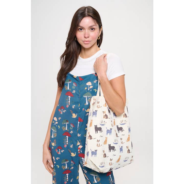 SM WARDROBE - Wholesale Tote Bag - Women's - MEOW CAT PRINT TOTE BAG2