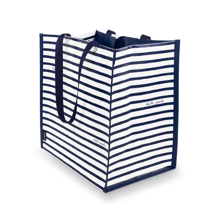 Kate Spade New York by Lifeguard Press - Wholesale Grocery/Shopping Bag - Grocery Tote, Navy Painted Stripe1