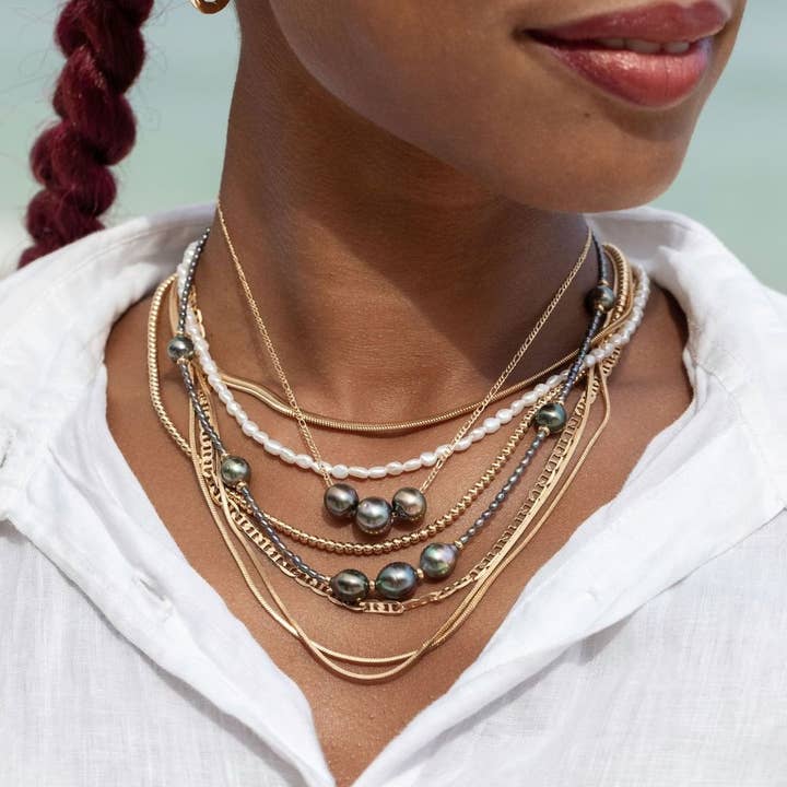 Ke Aloha Jewelry - Wholesale Beaded/Pearl Necklace - Triple Floating Tahitian Pearl Necklace - Mililani