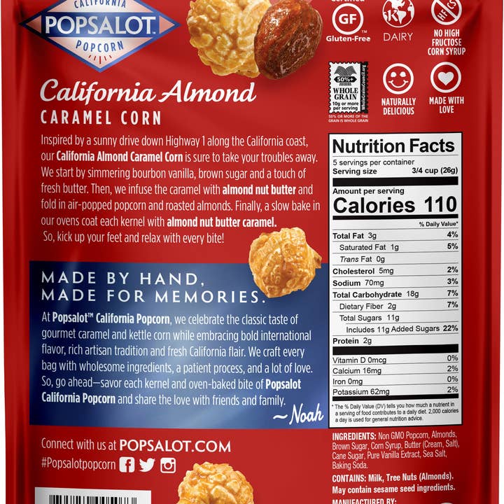 Popsalot Gourmet Popcorn - Vente Pop-corn - Popcorn Gourmet | Maïs soufflé au caramel et aux1