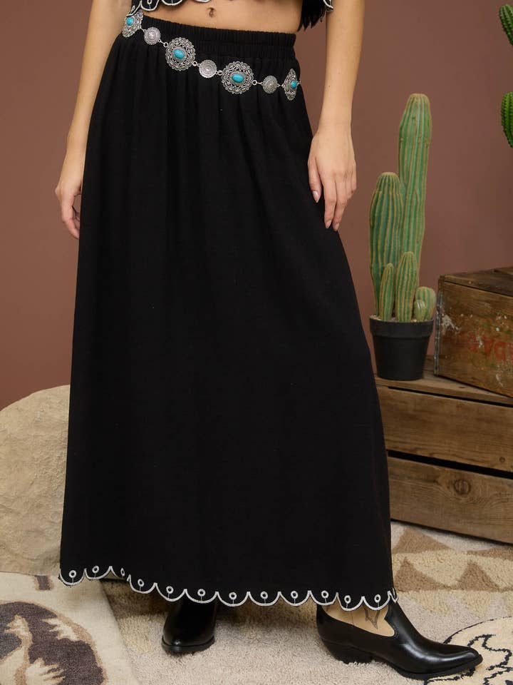 Blu Pepper – wholesale Skirt – Women’s – HIGH WAIST SCALLOP HEM MIDI SKIRT3