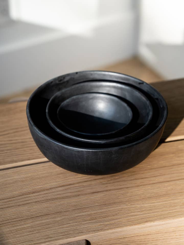 Black Matte Stoneware Nesting Bowl Set for wholesale by Creating Comfort Lab