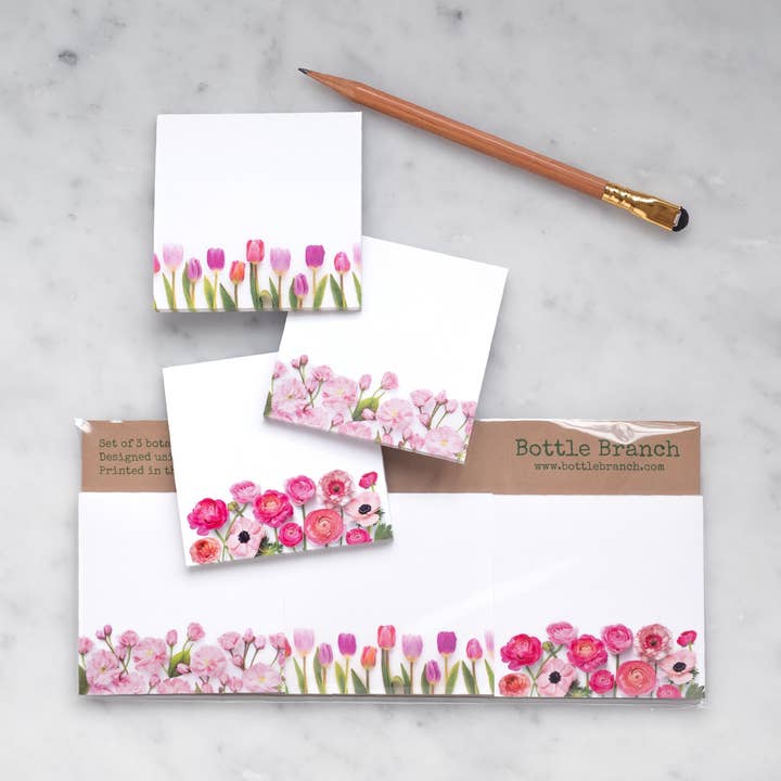 Sticky notes - Pink Flowers for wholesale by Bottle Branch
