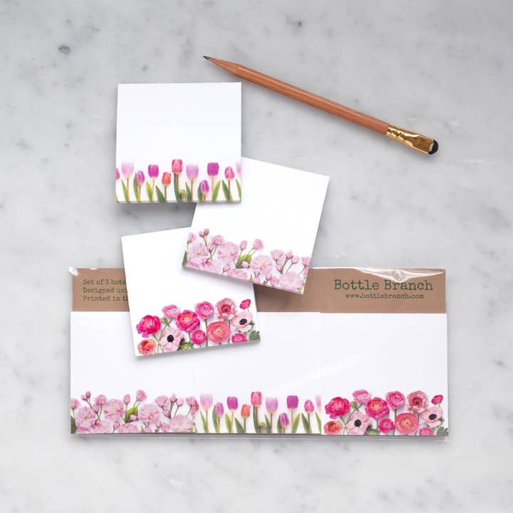 Sticky notes - Pink Flowers for wholesale by Bottle Branch