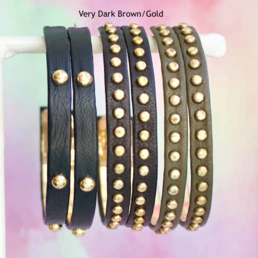 Créoles en cuir clouté de taille moyenne, 1,5 po pour la vente par a.v. max