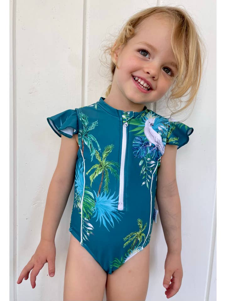Tribe Tropical – wholesale One-piece swimsuit – Kids – Baby / Toddler Frill Sleeve Swimsuit - Hamilton Island