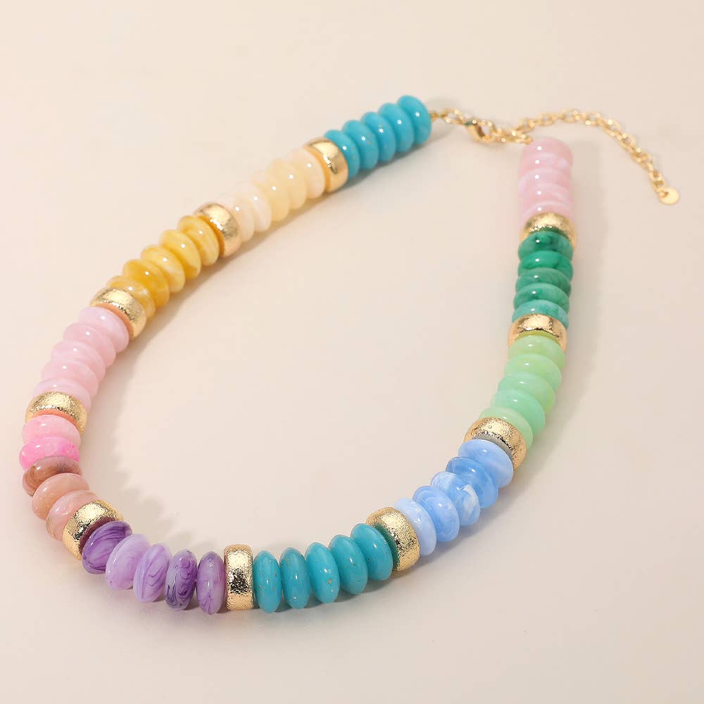 Sensibling Corp. - Wholesale Beaded/Pearl Necklace - Chunky Resin Disc Beaded Necklace2