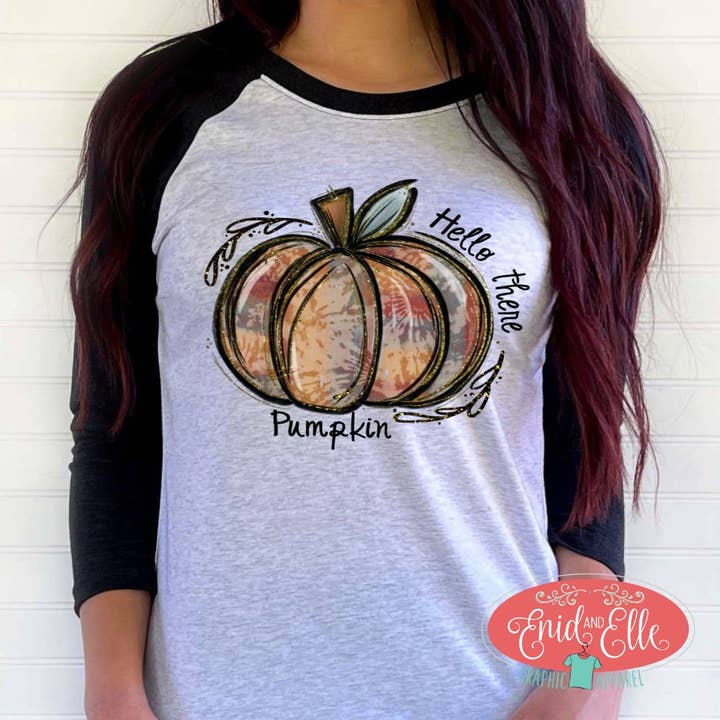 Hello Pumpkin Raglan for wholesale by Enid and Elle