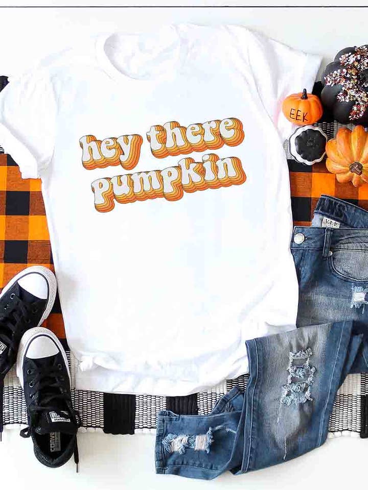 Kissed Apparel - Venta al por mayor Camiseta estampada - Mujer - Camiseta retro Hey There Pumpkin5