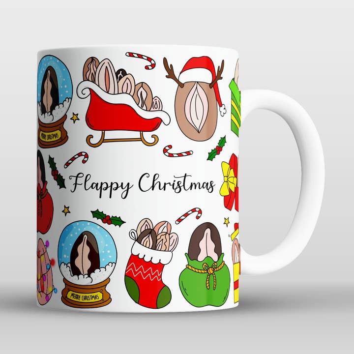 Flappy Christmas Mug for wholesale by Risqué Gifts