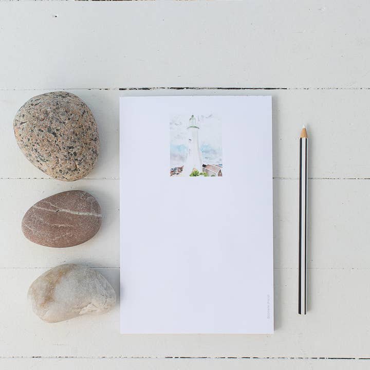 Scituate Lighthouse Watercolor Notepad for wholesale by Finding Silver Pennies