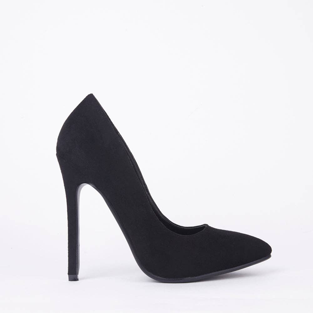Shuzee – wholesale High heels – Women’s – Black Suede High High Stiletto Court Shoes0