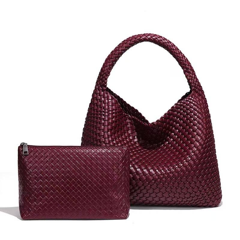 PEACH ACCESSORIES - Wholesale Top Handle Bag - Women's - Large Weave Two in One Handbags B168318