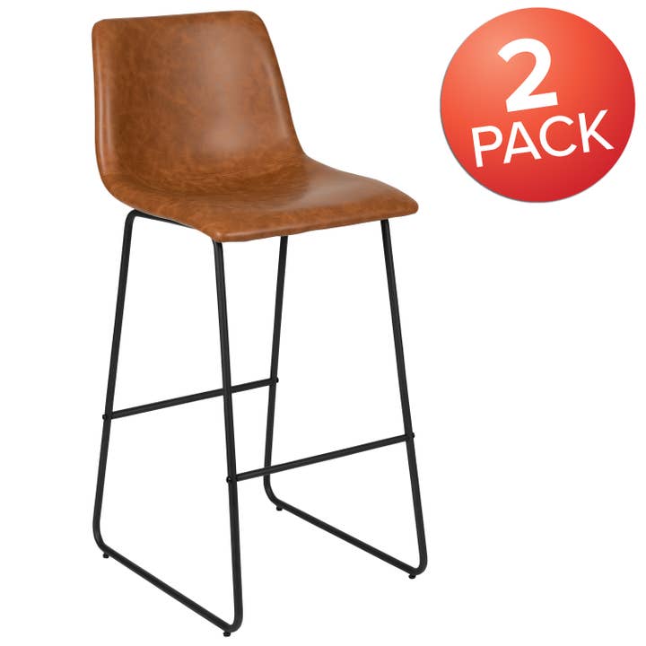 Paquet de 2 tabourets de salle à manger en cuir souple de 30 po — marron clair pour la vente par Flash Furniture