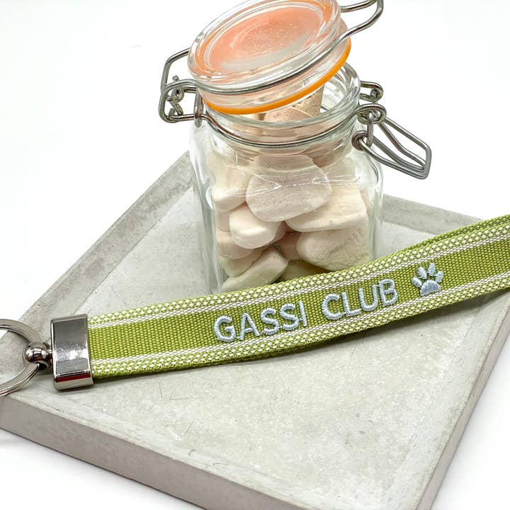 GASSI CLUB keychain woven embroidered for wholesale by Parsley & Pepper