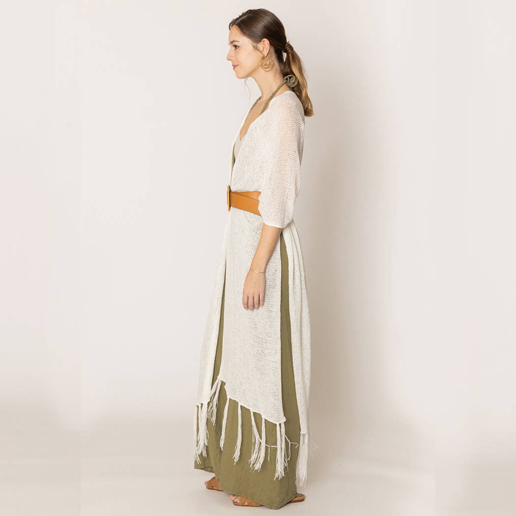 Fashion City - Venta al por mayor Kimono - Mujer - Cárdigan largo de punto con flecos y forro tipo kimono26