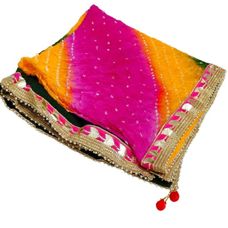 Bhawana Handicrafts – wholesale Scarf – Women's – 5 Pc Lot Indian Women's Bandhej Chiffon Dupatta 2