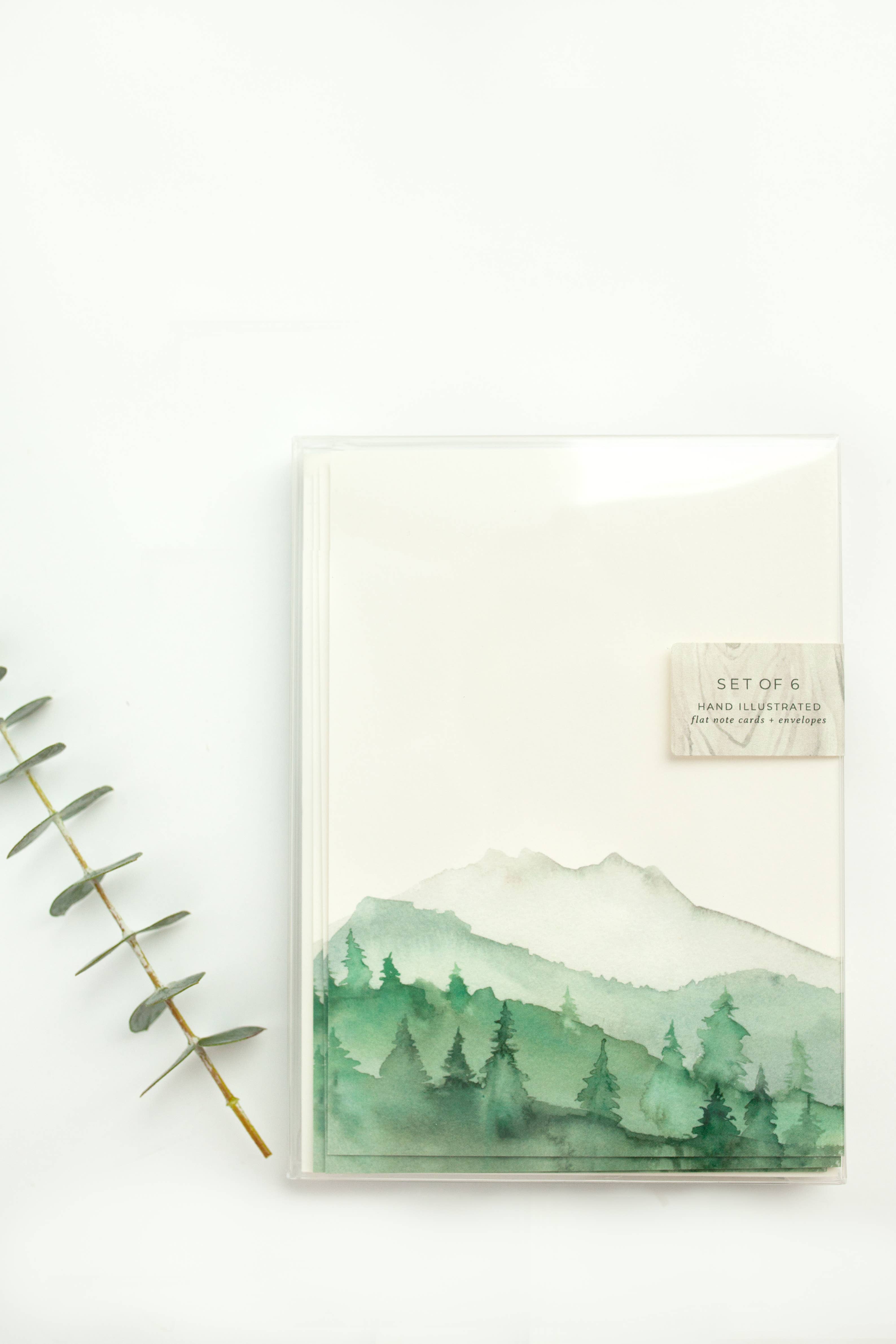 Lana's Shop – wholesale Kontorsmateriel/Notecard Set – Green Mountains Note-kort1