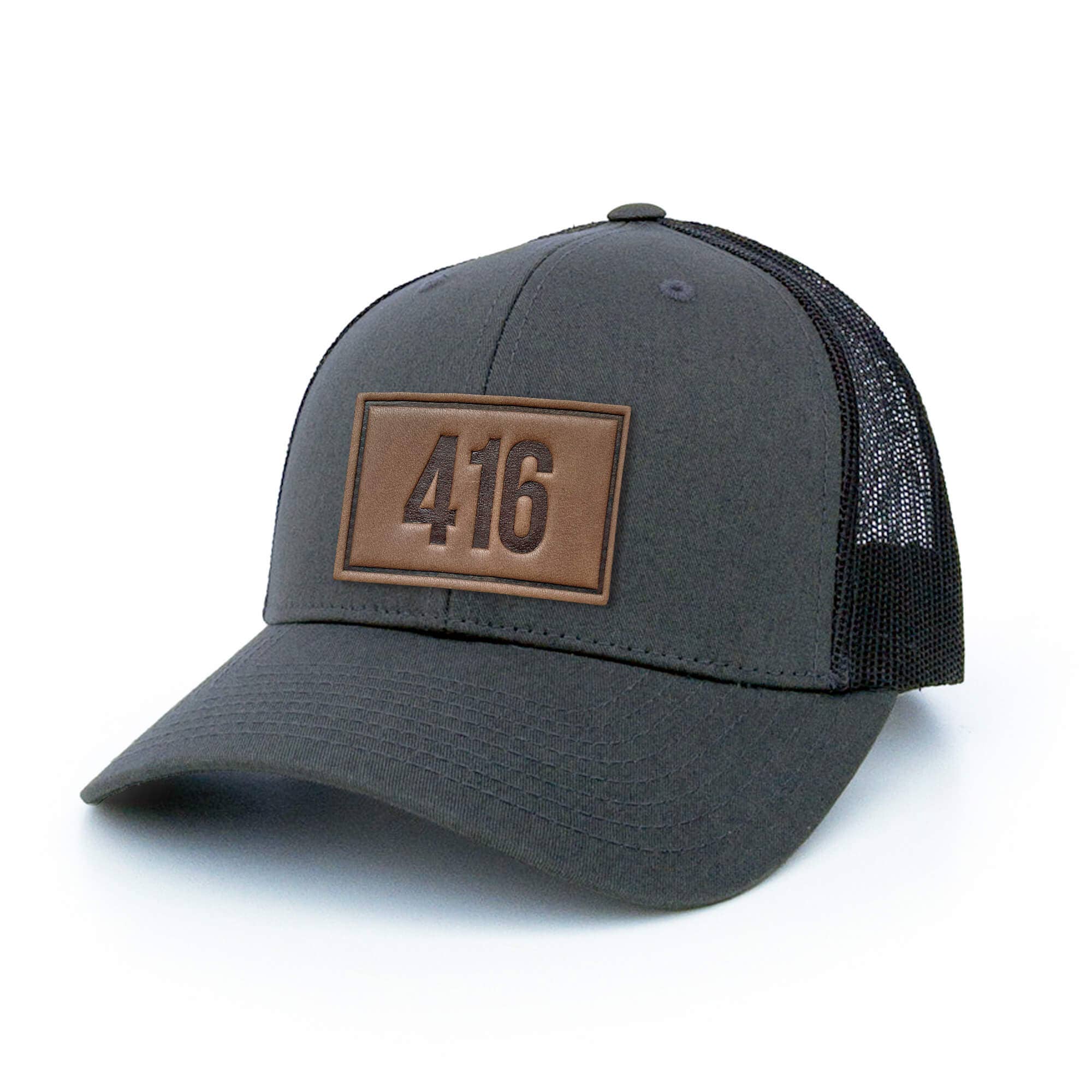 Byward Outfitters - Wholesale Trucker Hat - Unisex - Area Codes - Custom Text Leather Trucker Patch0