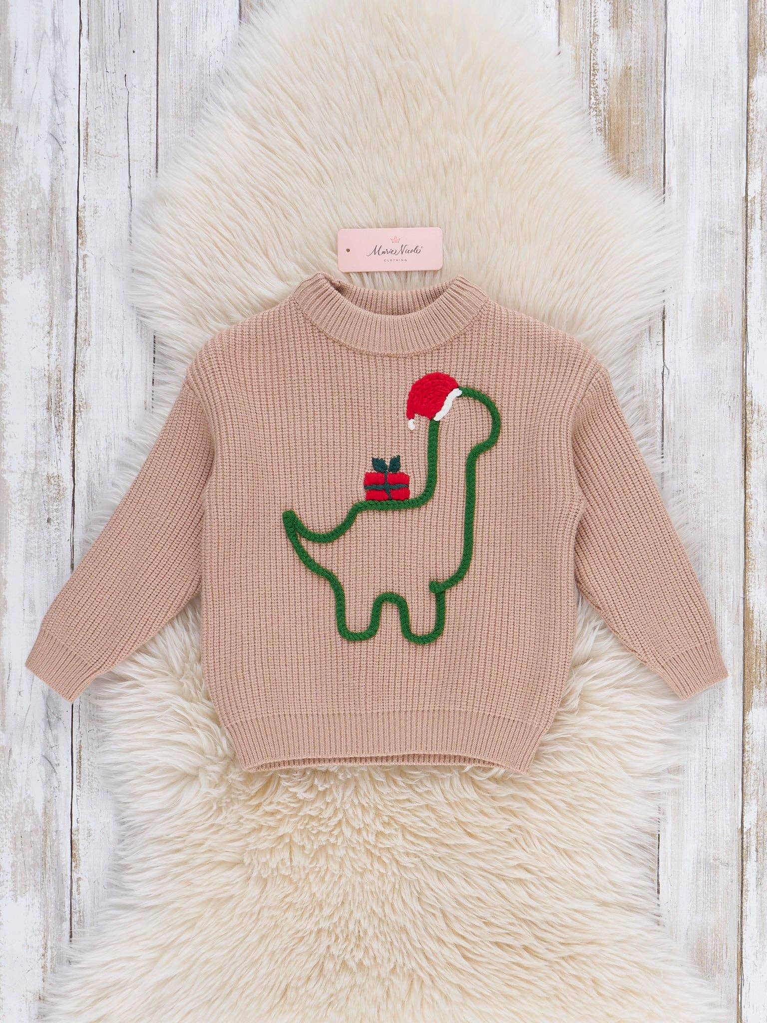 Marie Nicole Clothing - Wholesale Knit Sweater - Kids - Merry Dino Present Sweater0
