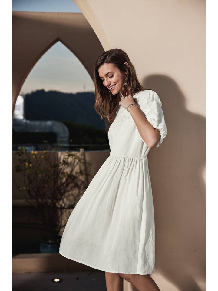 Frieeah - Vente Robe – femme - Cathy | Robe cintrée et évasée en lyocell avec poches