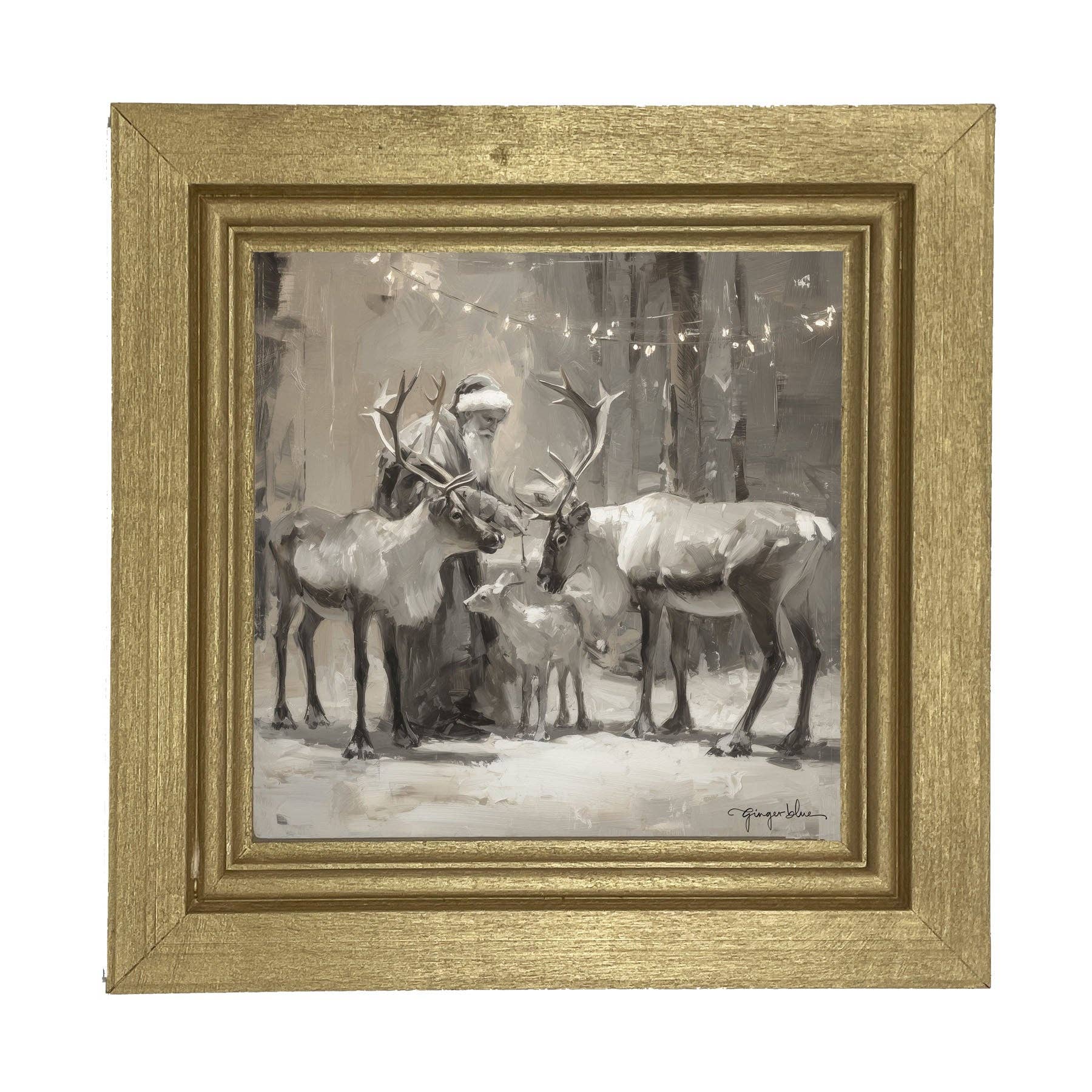 ginger blue - Vente Art mural pour les fêtes - Père Noël et rennes sous les lumières de Noël15