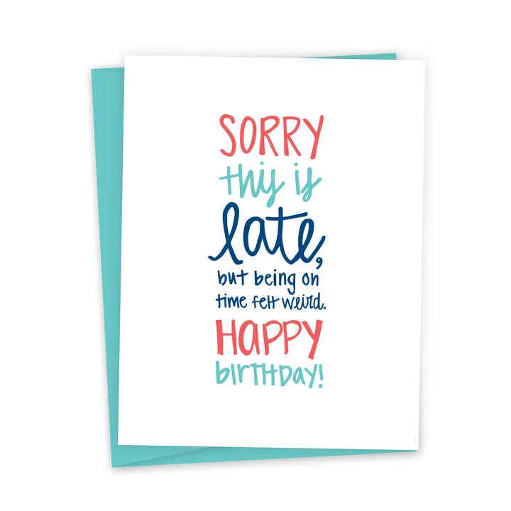 Divertida tarjeta de felicitación de cumpleaños tardía, cumpleaños tardío para venta al por mayor de funday goods