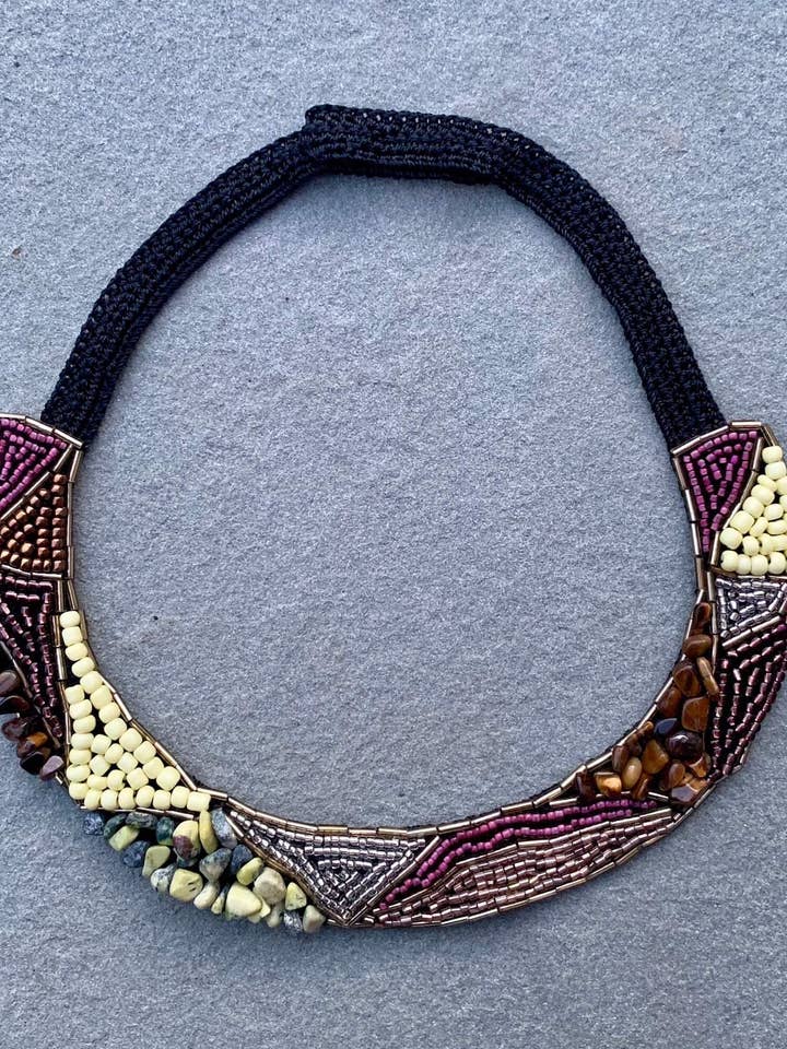 Collana con perline Bahar, colore: giallo e viola per la vendita all'ingrosso da parte di Seyyah