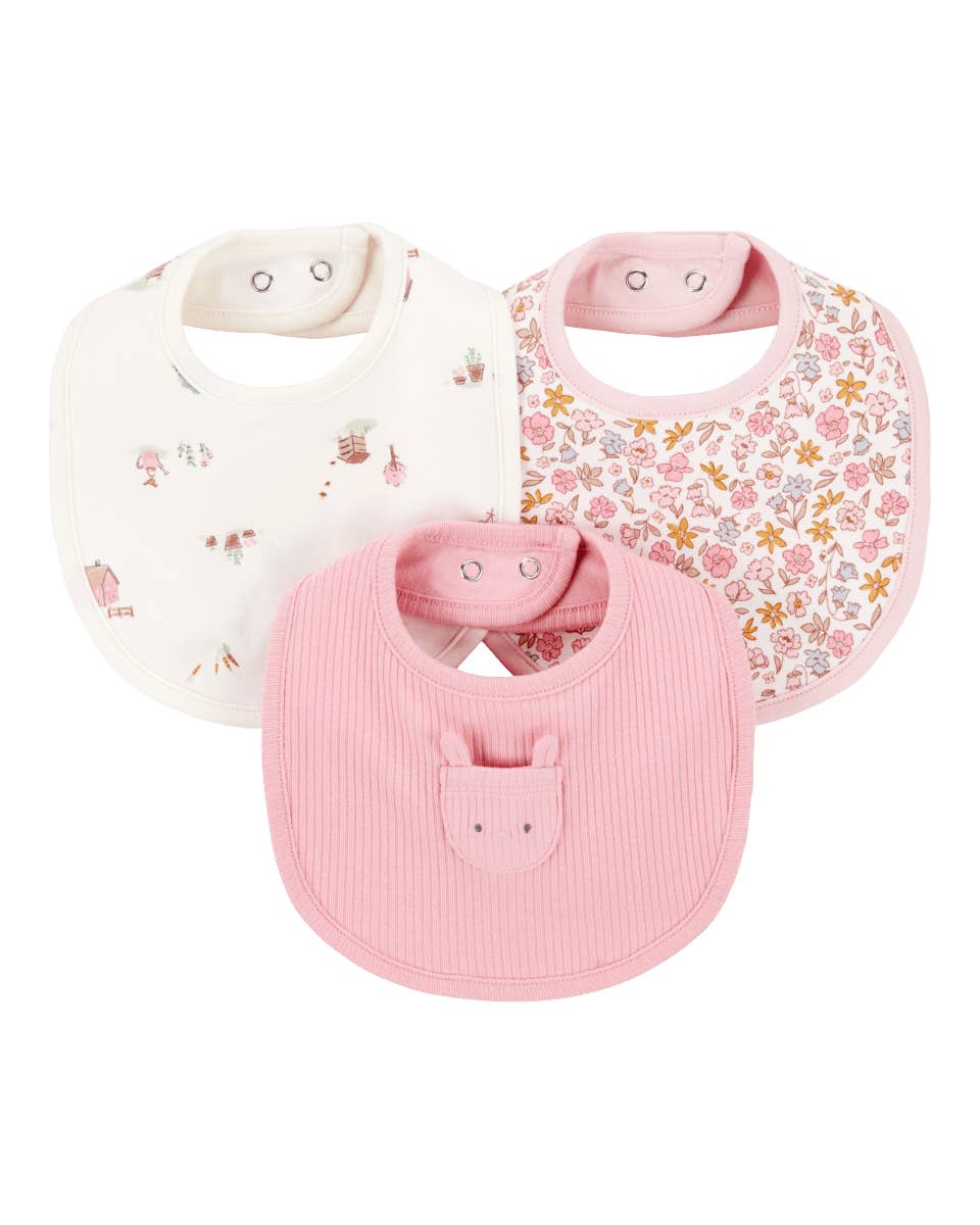 Nenina & Co - Wholesale Bib - Baby - Pack of three cotton bibs with bunny design