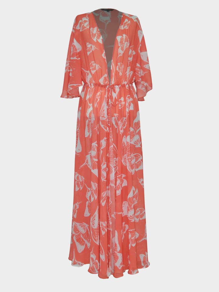 WINGS DRESS - Vliegende vlinders- Pastel Koraal voor wholesale door Carolina Estefan