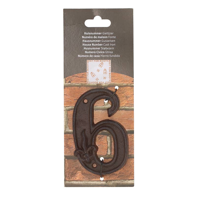 Esschert Design USA - Wholesale Outdoor Ornament/Decor - House Numbers 6, Cast Iron, Antique Brown2