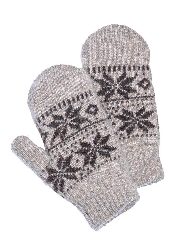 Mongolian Sheep's Wool Mittens - Adult - Oatmeal for wholesale by Silk Road Bazaar