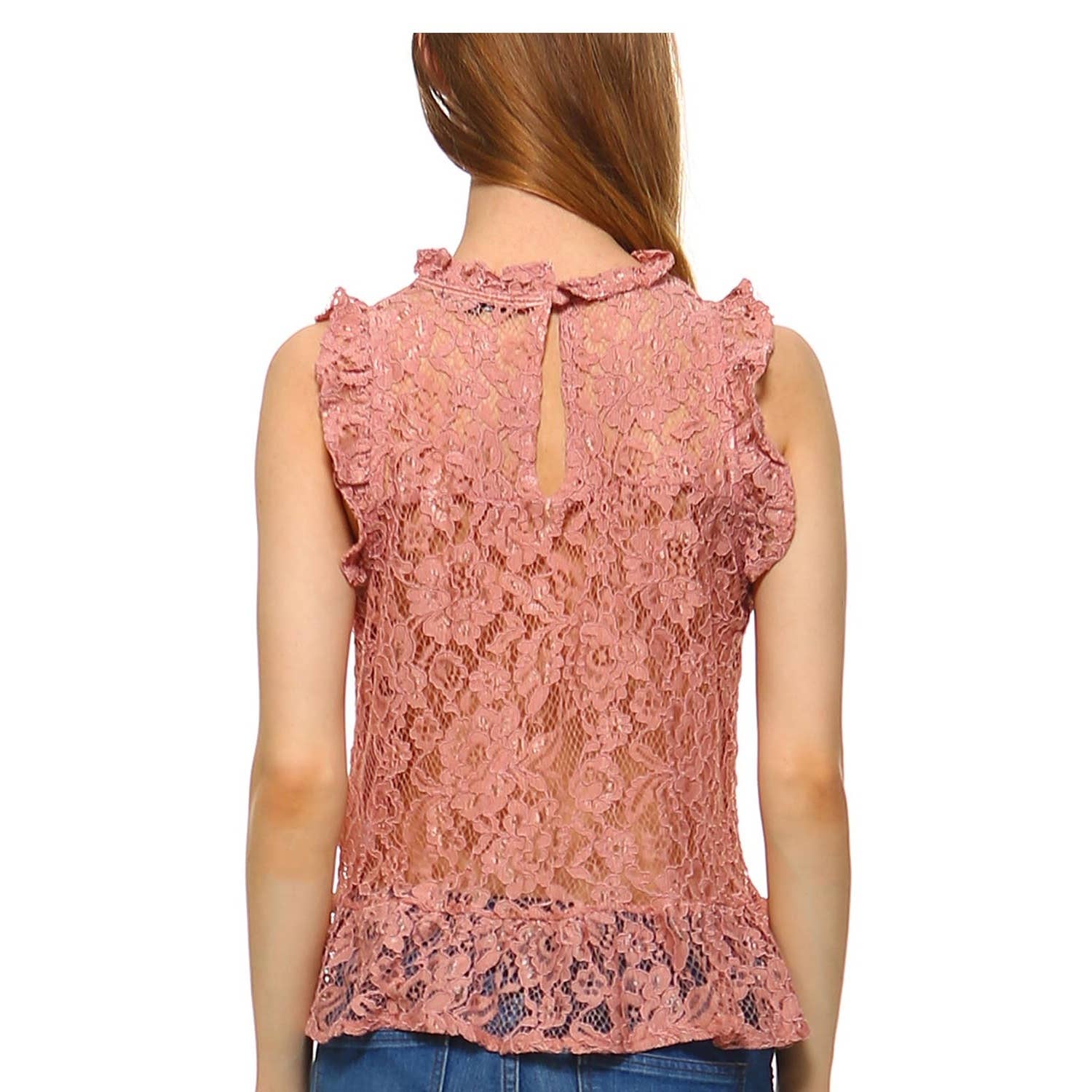 JHP Collection - Wholesale Blouse - Women's - WOMENS PLAIN SLEEVELESS ROUND NECK LACE BLOUSE10