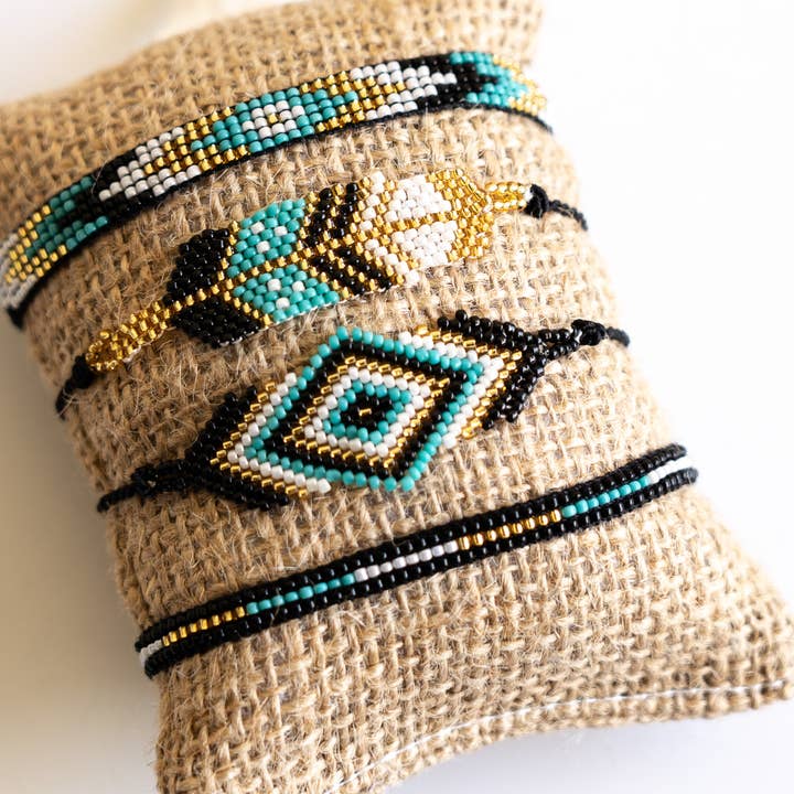 Bali Queen - Wholesale Beaded Bracelet - Boho Burlap Seed Beed Bracelet 4-Pack