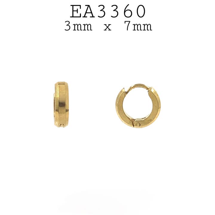 Aros tipo argolla pequeños y lisos de acero inoxidable, unisex, 7 mm para venta al por mayor de Nisso & Co. NYC Jewelry Wholesale