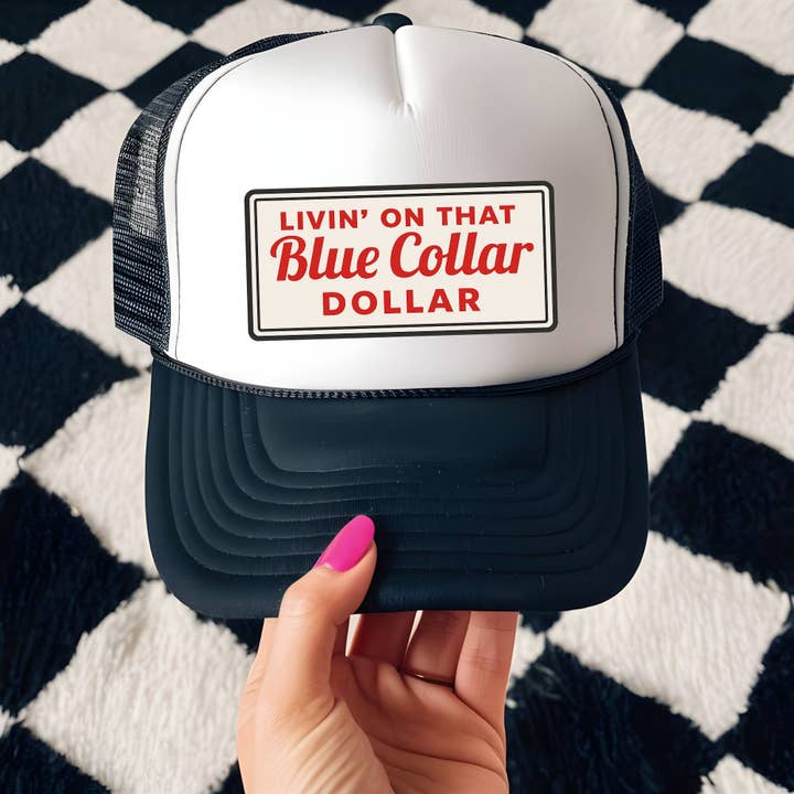 Livin On That Blue Collar Dollar Rectangle for wholesale by Trendy Tees Wholesale And Boutique